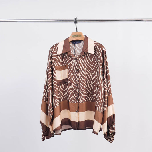 Skjorte med zebraprint - Marron