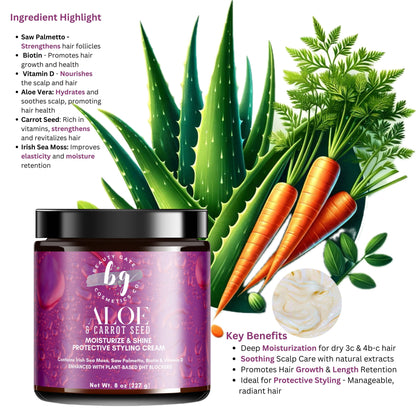 Beauty Gate Aloe & Gulerodsfrø Moisturizer og Shine - Styling Cream - 227 g