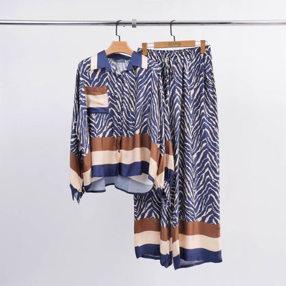 Skjorte med zebraprint - Bleu marine